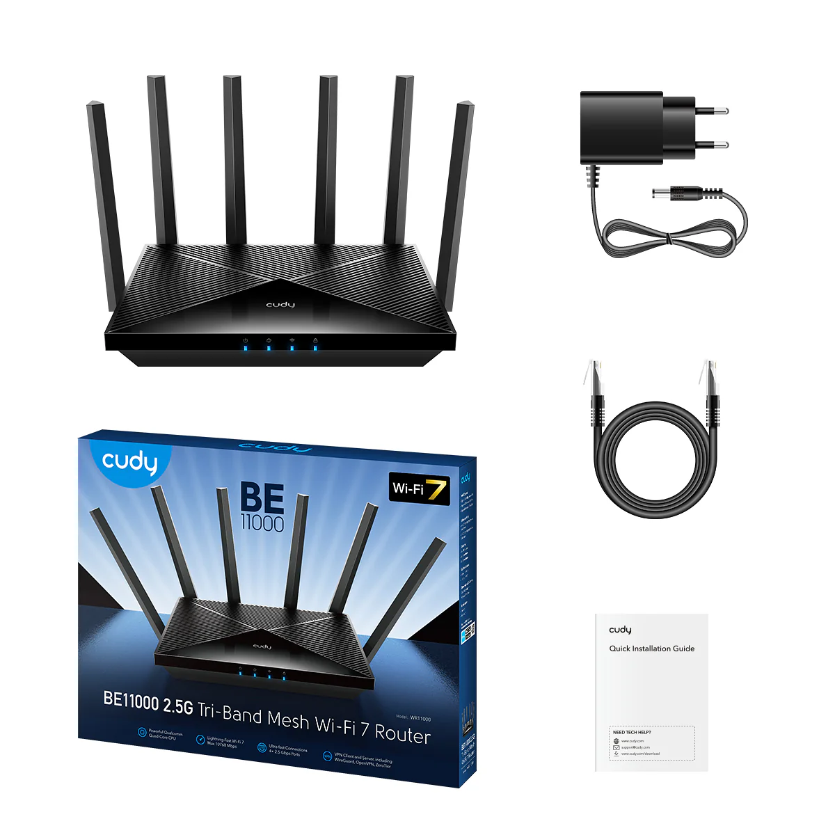 Cudy Tri-Band WiFi 7 BE11000 Router, 6-Stream 10 Gbps, 4 × 2.5G Ports ...
