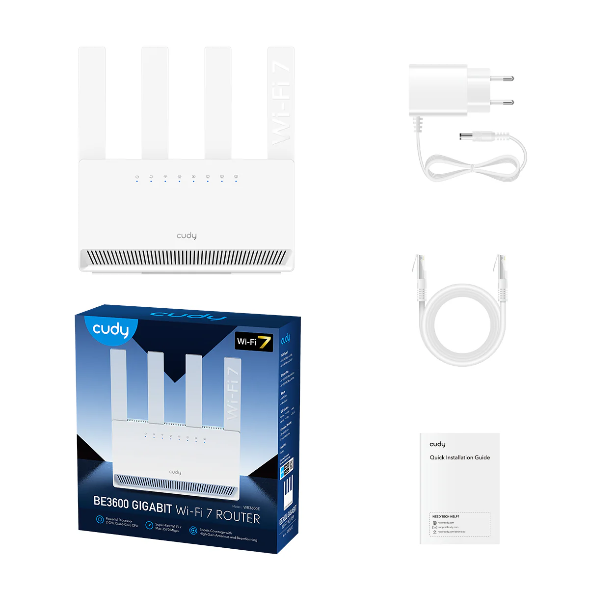 Cudy Dual Band BE3600 Wi-Fi 7 Router WR3600E 4 Gigabit Ports, 2.0 GHz ...